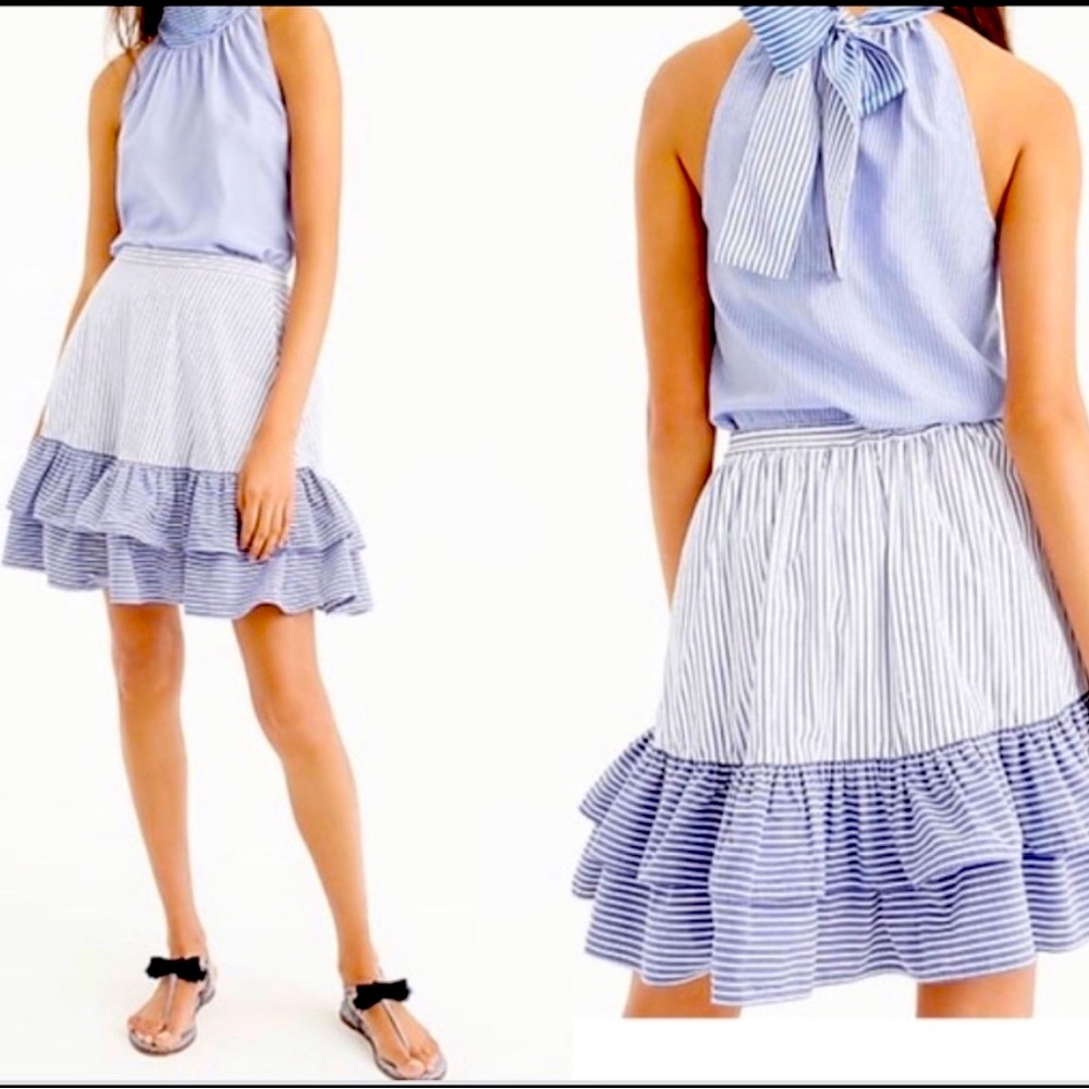 J Crew stripped ruffle skirt Size 8